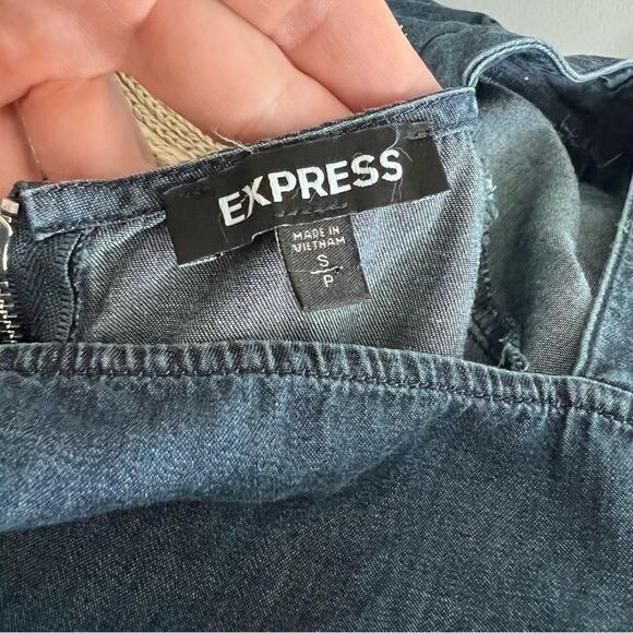 Express Denim Puff Sleeve Mini Shift Dress – Western Cottagecore Size S - Picture 9 of 9